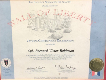 86th-FS-Bernard-V.-Robinson-Hall-of-Liberty-certificate-via-Alan-Robinson