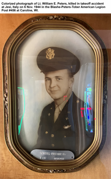 86th-FS-William-E.-Peters-colorized-photograph-at-the-Blashe-Peters-Tober-American-Legion-Post-in-Caroline-WI