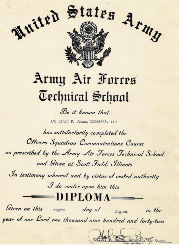 87th-FS-Lloyd-P.-Jonas-AAF-Technical-School-diploma.-Lloyd-P.-Jonas-collection-via-his-family