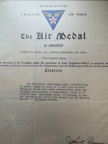 87th-FS-Richard-H.-Cross-Jr.-Air-Medal-award.-Richard-H.-Cross-Jr.-collection-via-Richard-H.-Cross-III