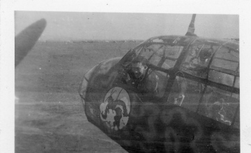 86th-FSs-German-Ju-88-at-Foggia-LG-3-Italy-Oct.-1943-with-unidentified-individual.-Donald-E.-Neberman-collection-via-his-family