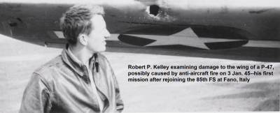 1_85th-FS-Robert-Kelley-inspecting-damage-in-wing.-Robert-Kelley-collection-via-Peter-Kelley
