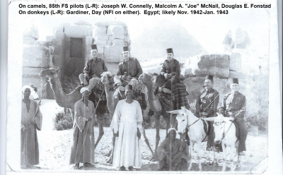 1_85th-FS-on-camels-L-R-Joe-Connelly-Malcolm-McNall-Doug-Fonstad.-Gardiner-and-Day-on-donkeys.-Malcolm-McNall-collection-via-Mike-McNall