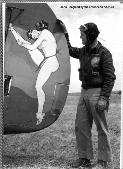 85th-FS-John-Hoagland-by-his-P-40s-artwork.-Richards-Hoffman-collection-via-Hogue-and-Whittenberg