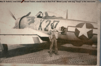 85th-FS-Mac-R.-Guthrie-and-dog-Yarpy-beside-P-47-MISTER-LUCKY.-Mac-Guthrie-collection-via-Lois-Guthrie1