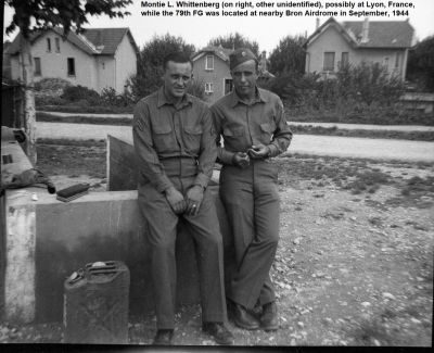 85th-FS-Montie-Whittenberg-right-other-unidentified-Bron-France-Sept.-1944.-Montie-Whittenberg-collection-via-Ron-Whittenberg