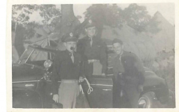85th-FS-pilots-William-Abbott-John-Martin-and-Bird-Dog-maybe-Franklin-Johnson-by-Martins-car-at-Bedford-MA.-Samuel-L.-Say-collection-via-family