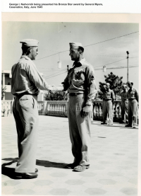 85th-FS-George-I.-Nadvornik-being-presented-Bronze-Star-by-General-Myers-Cesenatico-Italy-June-1945.-George-I.-Nadvornik-collection