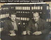 85th-FS-George-I.-Nadvornik-on-right-master-sergeant-unidentified-at-Rome-wine-cellar.-George-I.-Nadvornik-collection