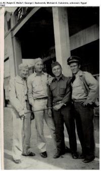 85th-FS-L-R-Unknown-George-I.-Nadvornik-Michael-A.-Calomino-Unknown-Egypt-1942.-George-I.-Nadvornik-collection-Copy