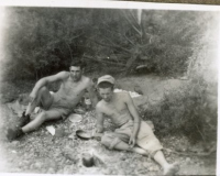 85th-FS-Paul-Gunderson-possibly-on-left-other-unidentified-likely-on-Corsica-1944.-Elven-G.-Hubbard-collection-via-his-family