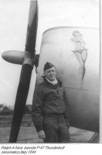 85th-FS-Ralph-A.-Nice-beside-P-47-at-Cesenatico-Italy.-Ralph-A.-Nice-collection-via-his-family