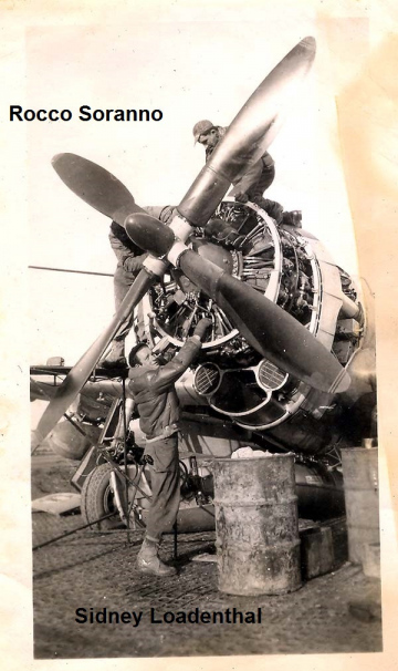86th-FS-Rocco-Soranno-top-with-Sidney-Loadenthal-work-on-P-47-engine.-Lloyd-T.-Good-collection-via-Laurie-Olds