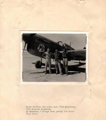 86th-FS-Tarleton-Watkins-and-crew-in-front-of-P-40-named-LONESOME-POLECAT.-AFHRA-photograph