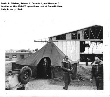 86th-FS-operations-tent-at-Capodichino.-Erwin-Silsbee-Robert-Crawford-Herman-Leuther.-Basil-H.-Blair-collection-via-Alan-Blair