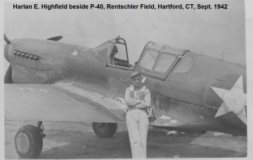 87th-FS-Harlan-E.-Highfield-beside-P-40-Rentschler-Field-Hartford-CT-Sept.-1942-via-W.-C.-Highfield