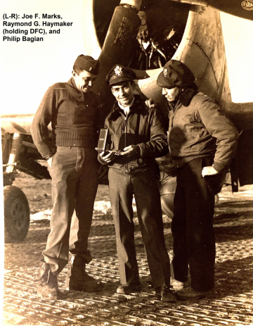 87th-FS-L-R-Joe-F.-Marks-Raymond-G.-Haymaker-holding-DFC-Philip-Bagian.-James-J.-Bell-collection-via-his-family-Copy