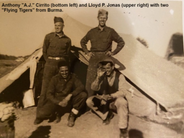 87th-FS-A.-J.-Cirrito-bottom-left-and-Lloyd-P.-Jonas-upper-right-with-two-Flying-Tigers.-Lloyd-P.-Jonas-collection-via-his-family