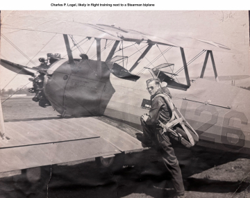 87th-FS-Charles-P.-Logel-beside-Stearman-biplane-via-his-family