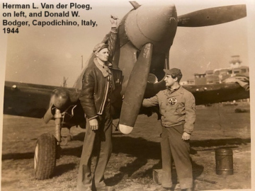 87th-FS-Herman-L.-Van-der-Ploeg-on-left-and-Donald-W.-Bodger-Capodichino-Italy-1944.-Lloyd-P.-Jonas-collection-via-his-family