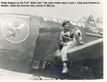 87th-FS-Philip-Bagian-and-his-P-47-BALLS-OUT-crew-chiefs-Louis-J.-Osip-and-Charles-G.-Walker-armorer-James-S.-McCay.-Philip-Bagian-collection-via-Jim-Bagian